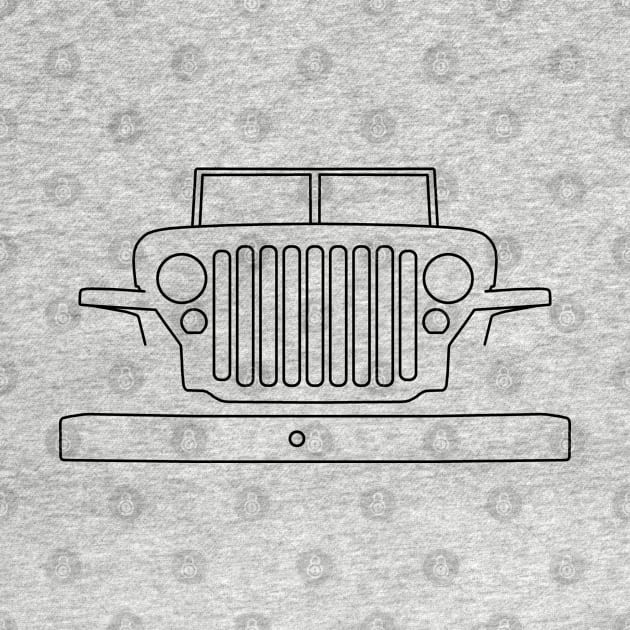 Classic Willys Overland MB Jeep 4x4 black outline graphic by soitwouldseem